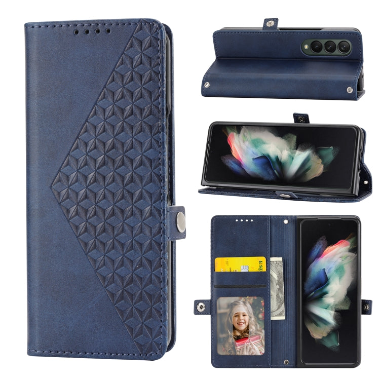 Cubic Grid Calf Texture Leather Phone Case, For Samsung Galaxy Z Fold4, For Samsung Galaxy Z Fold3 5G, For Samsung Galaxy Z Flip4, For Samsung Galaxy Z Flip3 5G