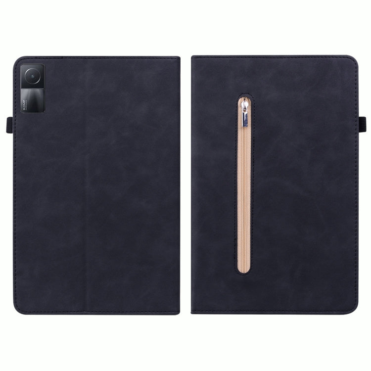 Skin Feel Solid Color Zipper Leather Tablet Case, For Xiaomi Pad 5 Pro 12.4, For Xiaomi Redmi Pad 10.61