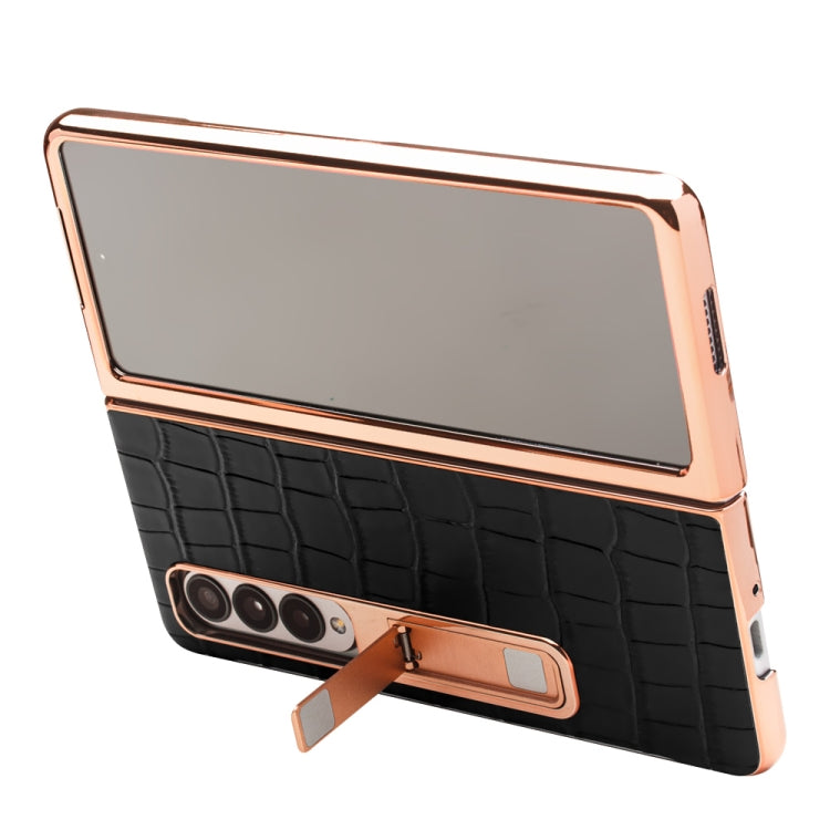 QIALINO 2 in 1 Crocodile Pattern Genuine Leather + PC Phone Case, For Samsung Galaxy Z Fold3 5G/W22 5G