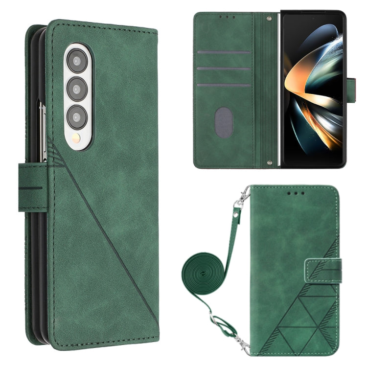 Crossbody 3D Embossed Flip Leather Phone Case, For Samsung Galaxy Z Fold3 5G, For Samsung Galaxy Z Fold4