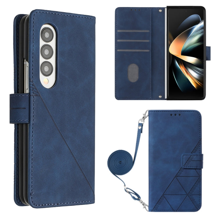 Crossbody 3D Embossed Flip Leather Phone Case, For Samsung Galaxy Z Fold3 5G, For Samsung Galaxy Z Fold4