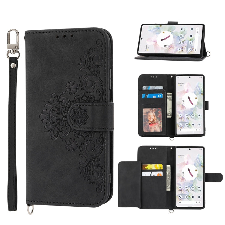 Skin-feel Flowers Embossed Wallet Leather Phone Case, For Sony Xperia 10 IV, For Sony Xperia 1 IV, For Google Pixel 6, For Google Pixel 6 Pro, For Google Pixel 6a, For Google Pixel 7 5G, For Google Pixel 7 Pro 5G