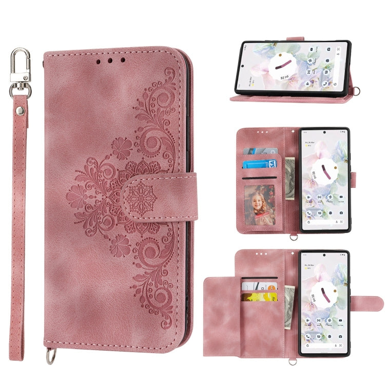 Skin-feel Flowers Embossed Wallet Leather Phone Case, For Sony Xperia 10 IV, For Sony Xperia 1 IV, For Google Pixel 6, For Google Pixel 6 Pro, For Google Pixel 6a, For Google Pixel 7 5G, For Google Pixel 7 Pro 5G