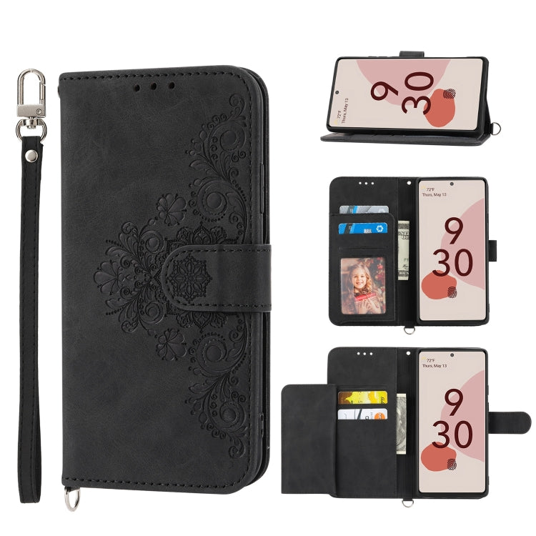 Skin-feel Flowers Embossed Wallet Leather Phone Case, For Sony Xperia 10 IV, For Sony Xperia 1 IV, For Google Pixel 6, For Google Pixel 6 Pro, For Google Pixel 6a, For Google Pixel 7 5G, For Google Pixel 7 Pro 5G
