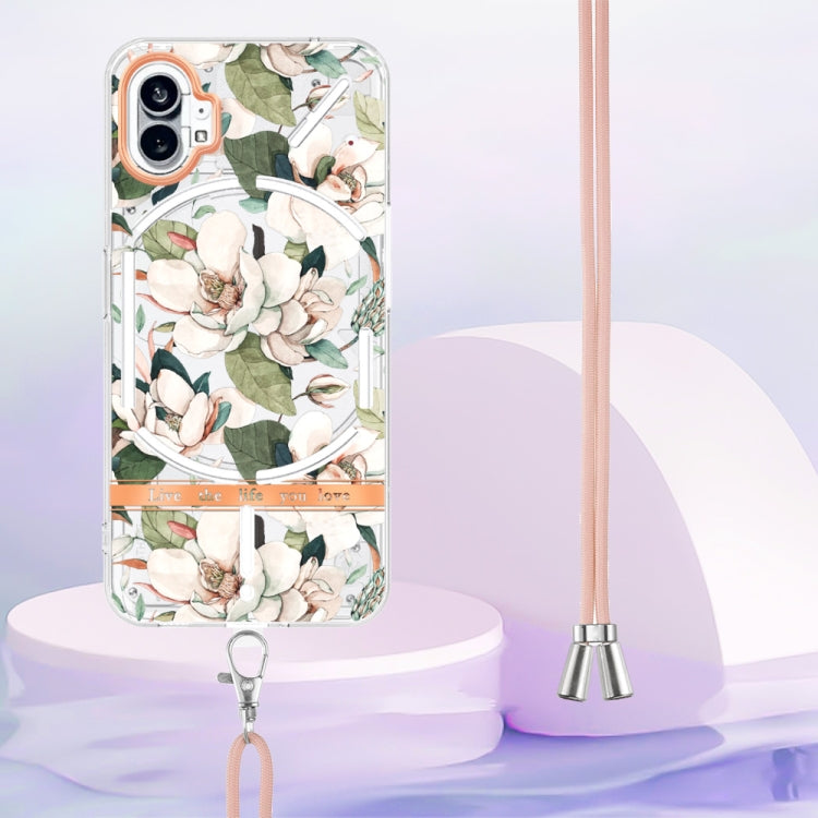 Flowers Series TPU Phone Case with Lanyard, For Nothing Phone 1