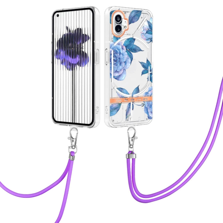Flowers Series TPU Phone Case with Lanyard, For Nothing Phone 1
