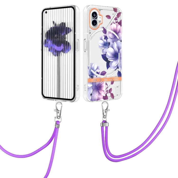 Flowers Series TPU Phone Case with Lanyard, For Nothing Phone 1