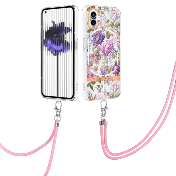Flowers Series TPU Phone Case with Lanyard, For Nothing Phone 1