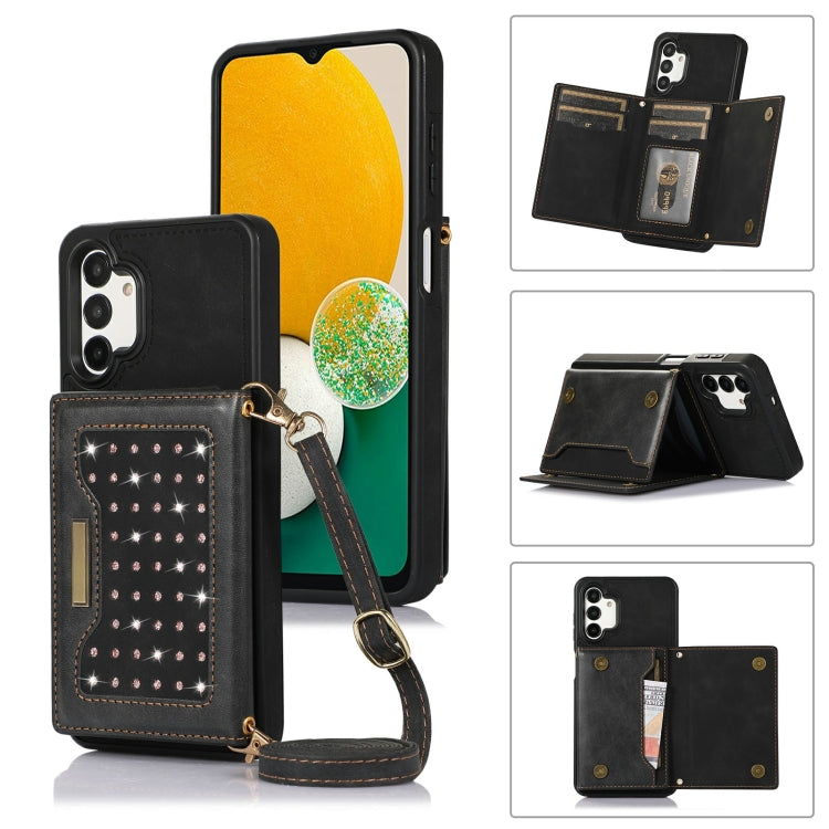 Three-fold RFID Leather Phone Case with Lanyard, For iPhone XS, For iPhone XS Max, For Samsung Galaxy A12, For Samsung Galaxy A13 4G/A13 5G, For Samsung Galaxy A51 4G, For Samsung Galaxy A53 5G, For Samsung Galaxy A52 5G/A52s 5G                        ...