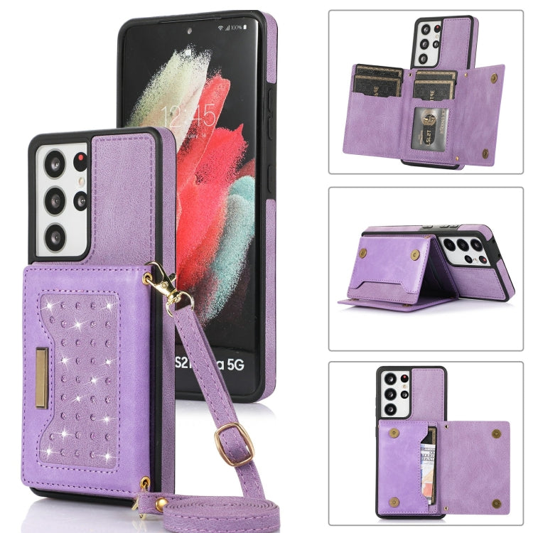 Three-fold RFID Leather Phone Case with Lanyard, For Samsung Galaxy Note20 Ultra, For Samsung Galaxy S20, For Samsung Galaxy S20+, For Samsung Galaxy S20 FE, For Samsung Galaxy S21, For Samsung Galaxy S22, For Samsung Galaxy S21 Ultra                  ...