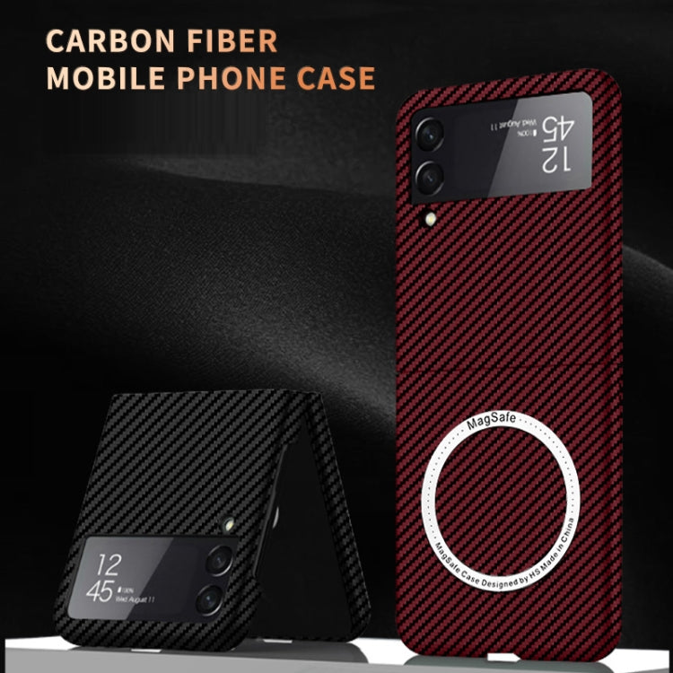 Carbon Fiber Texture MagSafe Magnetic Phone Case, For Samsung Galaxy Z Flip4 5G, For Samsung Galaxy Z Fold3 5G