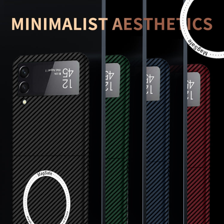 Carbon Fiber Texture MagSafe Magnetic Phone Case, For Samsung Galaxy Z Flip4 5G, For Samsung Galaxy Z Fold3 5G