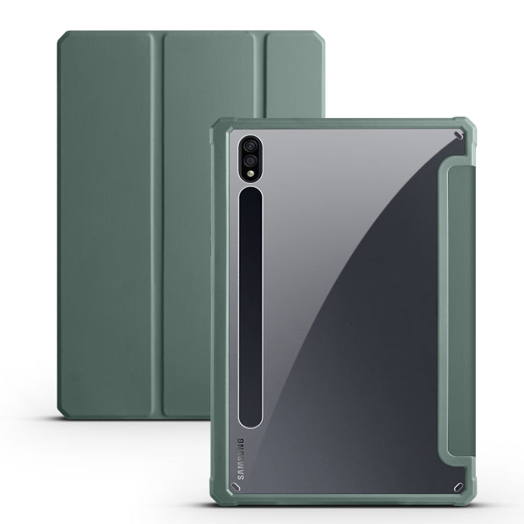 Acrylic 3-folding Smart Leather Tablet Case, For Samsung Galaxy Tab S7, For Samsung Galaxy Tab S7+, For Samsung Galaxy Tab S6 Lite