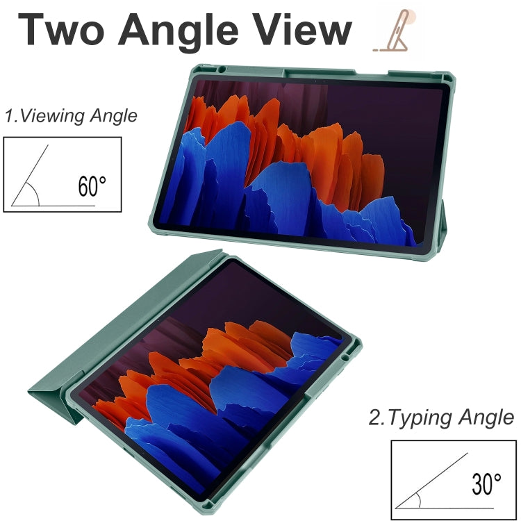 Acrylic 3-folding Smart Leather Tablet Case, For Samsung Galaxy Tab S7, For Samsung Galaxy Tab S7+, For Samsung Galaxy Tab S6 Lite