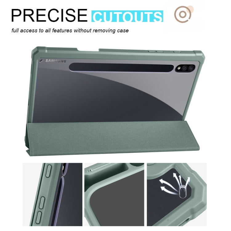 Acrylic 3-folding Smart Leather Tablet Case, For Samsung Galaxy Tab S7, For Samsung Galaxy Tab S7+, For Samsung Galaxy Tab S6 Lite