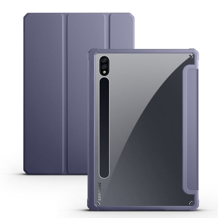 Acrylic 3-folding Smart Leather Tablet Case, For Samsung Galaxy Tab S7, For Samsung Galaxy Tab S7+, For Samsung Galaxy Tab S6 Lite