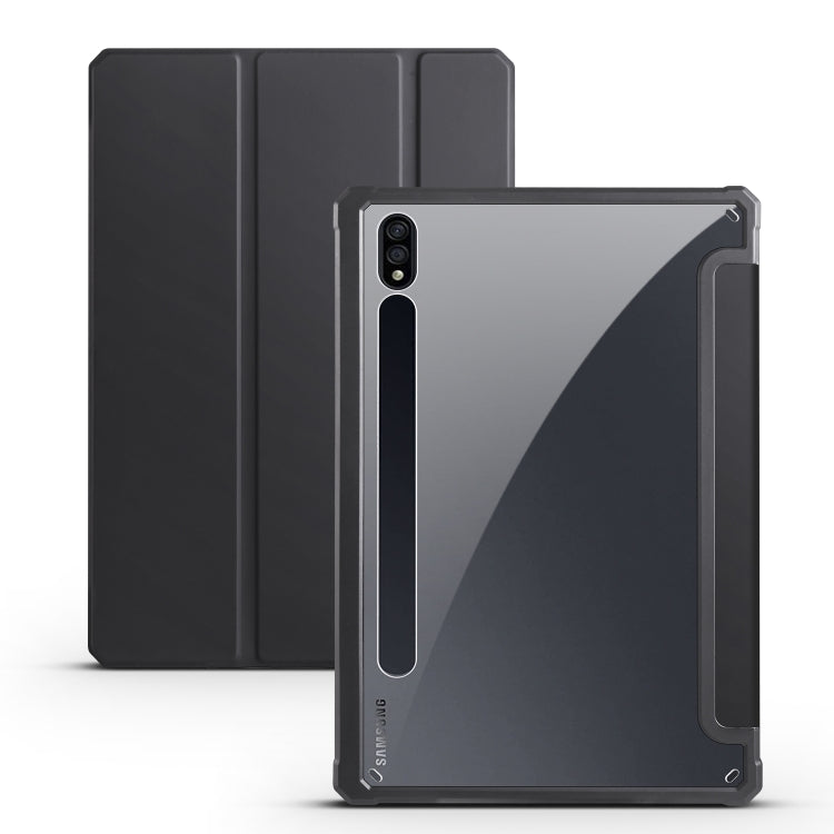 Acrylic 3-folding Smart Leather Tablet Case, For Samsung Galaxy Tab S7, For Samsung Galaxy Tab S7+, For Samsung Galaxy Tab S6 Lite