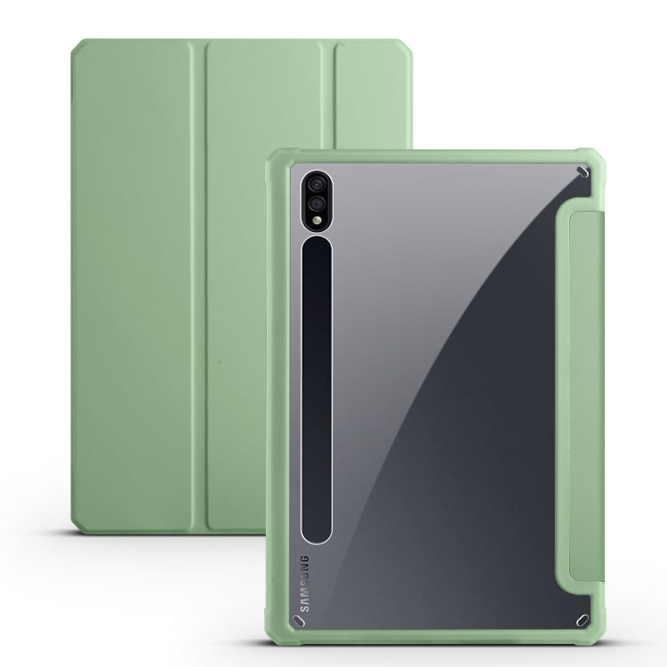 Acrylic 3-folding Smart Leather Tablet Case, For Samsung Galaxy Tab S7, For Samsung Galaxy Tab S7+, For Samsung Galaxy Tab S6 Lite