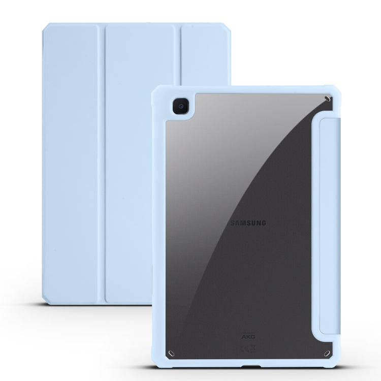 Acrylic 3-folding Smart Leather Tablet Case, For Samsung Galaxy Tab S7, For Samsung Galaxy Tab S7+, For Samsung Galaxy Tab S6 Lite