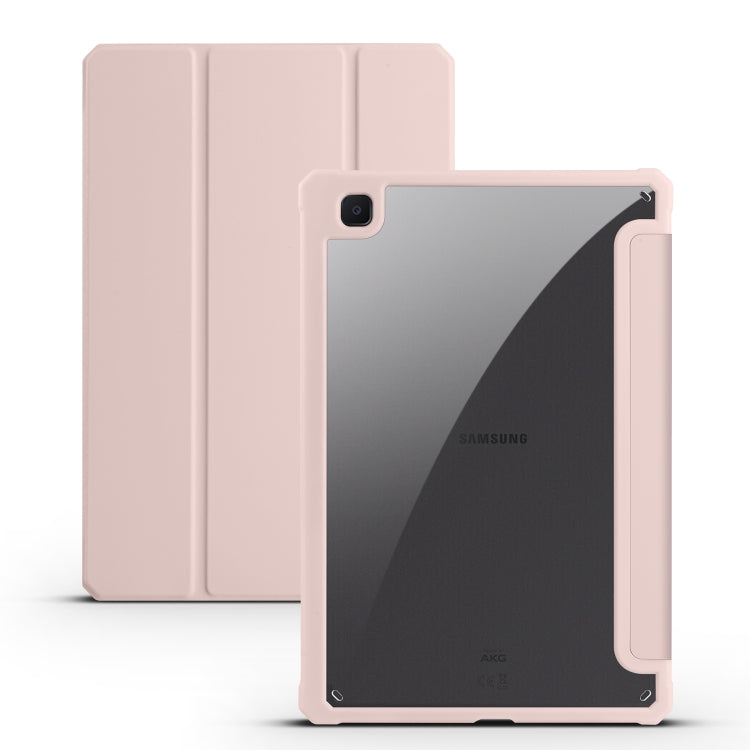 Acrylic 3-folding Smart Leather Tablet Case, For Samsung Galaxy Tab S7, For Samsung Galaxy Tab S7+, For Samsung Galaxy Tab S6 Lite