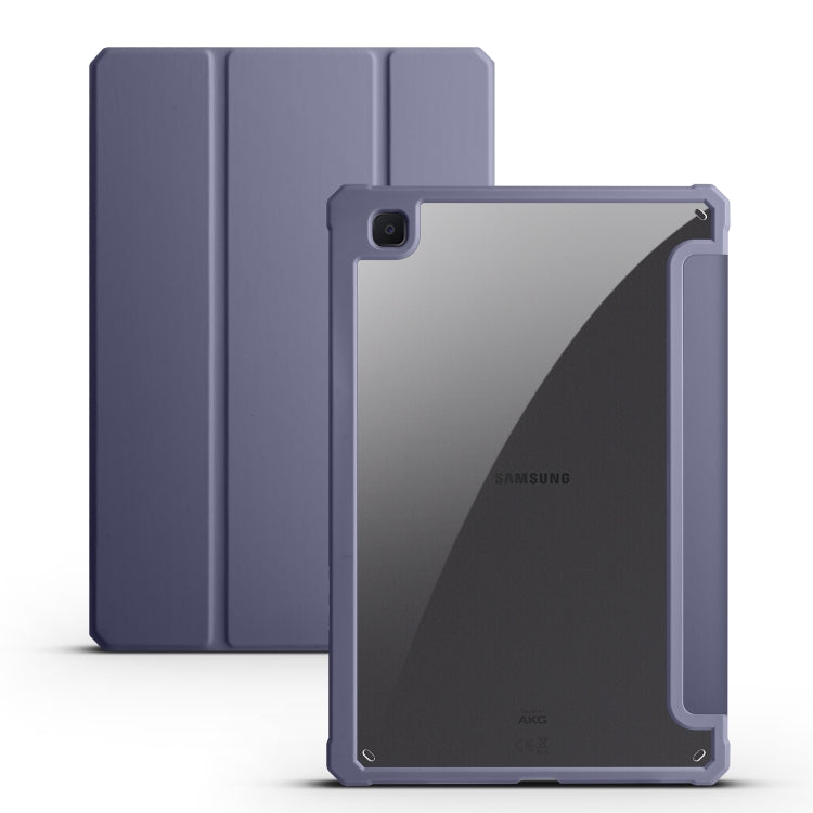 Acrylic 3-folding Smart Leather Tablet Case, For Samsung Galaxy Tab S7, For Samsung Galaxy Tab S7+, For Samsung Galaxy Tab S6 Lite
