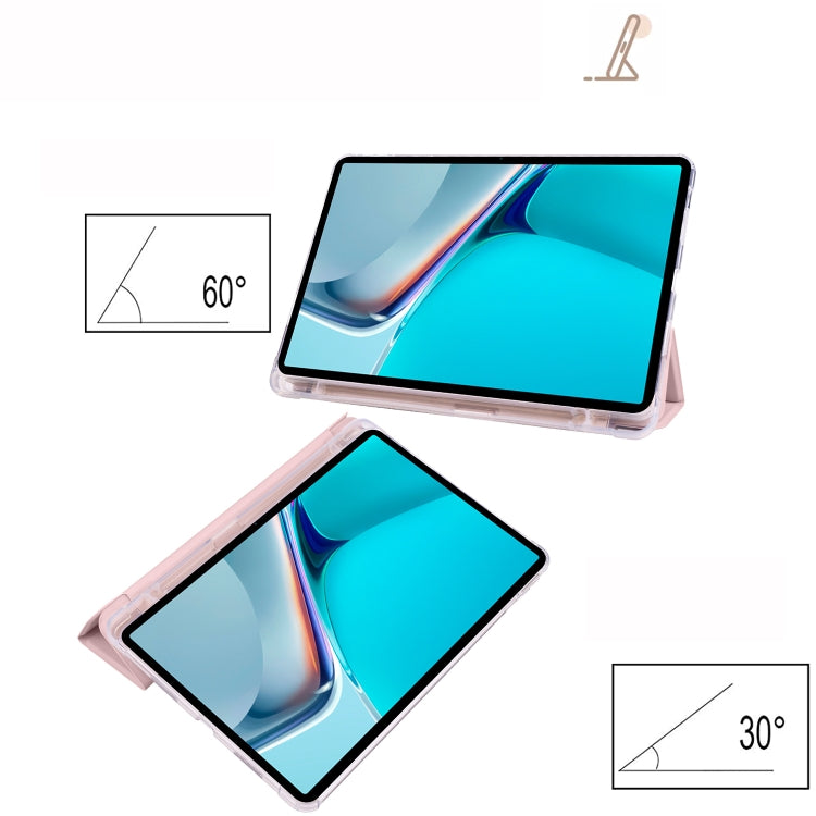 3-folding Transparent TPU Smart Leather Tablet Case, For Huawei MatePad 11 2021