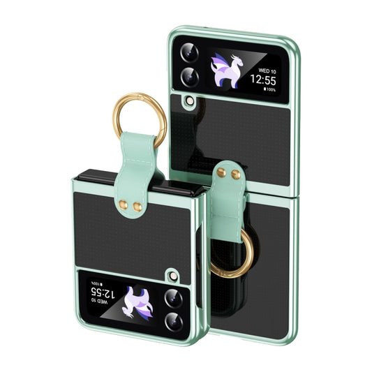 Electroplating Transparent Phone Case with Ring, For Samsung Galaxy Z Flip4 5G, For Samsung Galaxy Z Flip3 5G