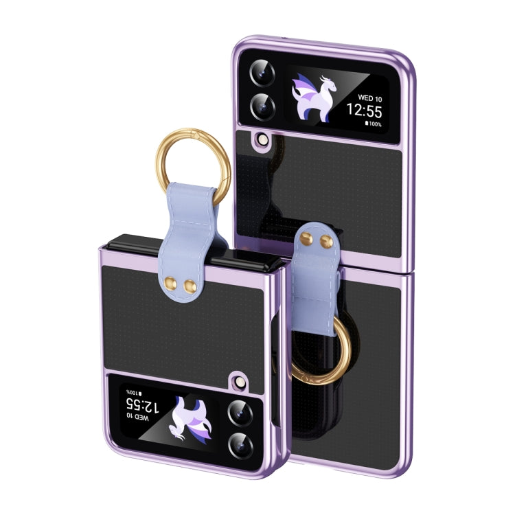 Electroplating Transparent Phone Case with Ring, For Samsung Galaxy Z Flip4 5G, For Samsung Galaxy Z Flip3 5G