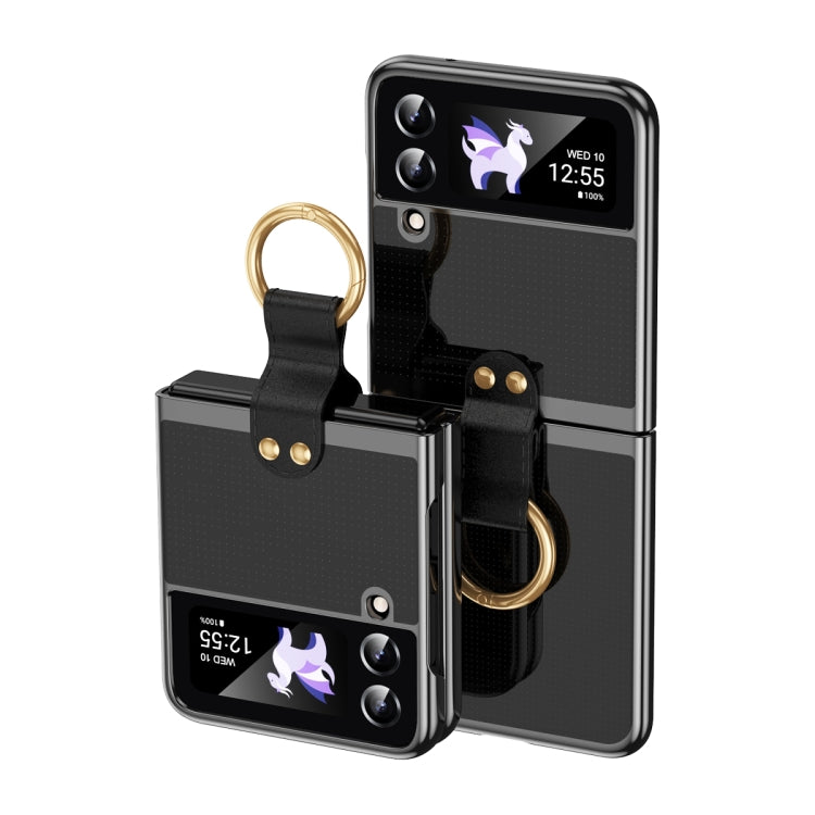 Electroplating Transparent Phone Case with Ring, For Samsung Galaxy Z Flip4 5G, For Samsung Galaxy Z Flip3 5G