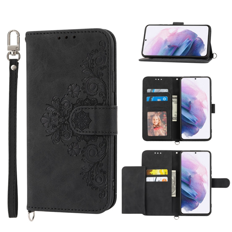 Skin-feel Flowers Embossed Wallet Leather Phone Case, For Samsung Galaxy S22 Ultra 5G, For Samsung Galaxy S22+ 5G, For Samsung Galaxy S22 5G