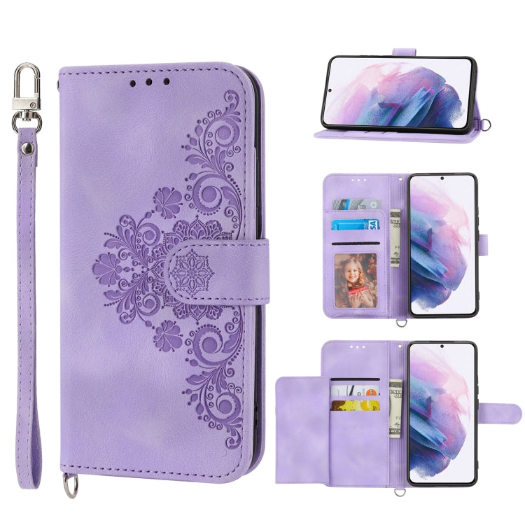 Skin-feel Flowers Embossed Wallet Leather Phone Case, For Samsung Galaxy A13 4G / 5G, For Samsung Galaxy A53, For Samsung Galaxy A73, For Samsung Galaxy A23, For Samsung Galaxy A33 5G, For Samsung Galaxy S20 FE, For Samsung Galaxy S21 Ultra 5G         ...
