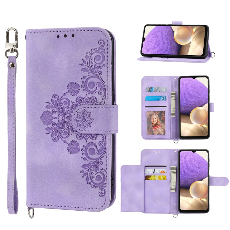 Skin-feel Flowers Embossed Wallet Leather Phone Case, For Samsung Galaxy A71 4G, For Samsung Galaxy A51 4G, For Samsung Galaxy A03s 165.8, For Samsung Galaxy A03s 164, For Samsung Galaxy A03s 166, For Samsung Galaxy A32 5G, For Samsung Galaxy A32 4G   ...