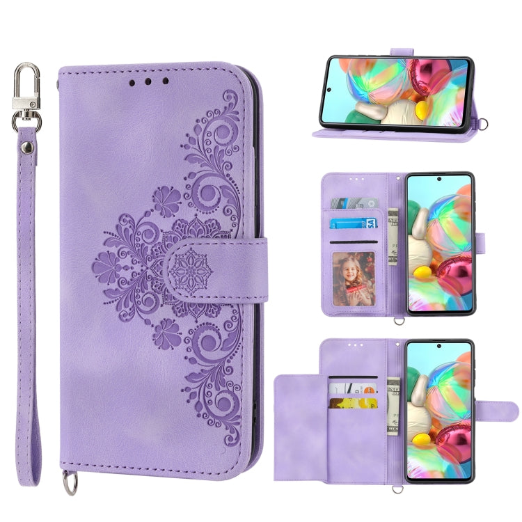 Skin-feel Flowers Embossed Wallet Leather Phone Case, For Samsung Galaxy A71 4G, For Samsung Galaxy A51 4G, For Samsung Galaxy A03s 165.8, For Samsung Galaxy A03s 164, For Samsung Galaxy A03s 166, For Samsung Galaxy A32 5G, For Samsung Galaxy A32 4G   ...