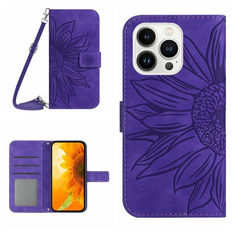 Skin Feel Sun Flower Pattern Flip Leather Phone Case, For iPhone 13 Pro, For iPhone 13 Pro Max, For iPhone 14, For iPhone 14 Plus