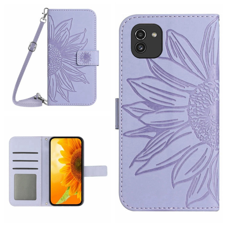Skin Feel Sun Flower Pattern Flip Leather Phone Case, For Samsung Galaxy A01, For Samsung Galaxy A02S/F02S 164.3mm, For Samsung Galaxy A02 EU Edition/M02, For Samsung Galaxy A03 164mm