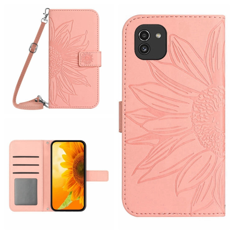 Skin Feel Sun Flower Pattern Flip Leather Phone Case, For Samsung Galaxy A03 166mm, For Samsung Galaxy A03 Core, For Samsung Galaxy A03S 165.85mm, For Samsung Galaxy A03S 166mm