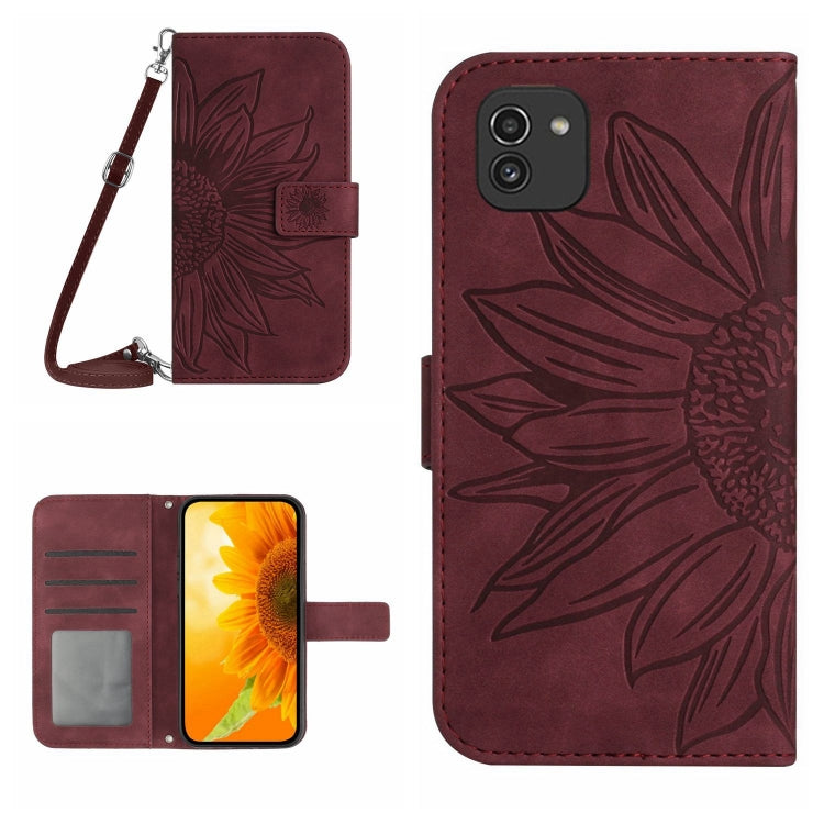 Skin Feel Sun Flower Pattern Flip Leather Phone Case, For Samsung Galaxy A03 166mm, For Samsung Galaxy A03 Core, For Samsung Galaxy A03S 165.85mm, For Samsung Galaxy A03S 166mm