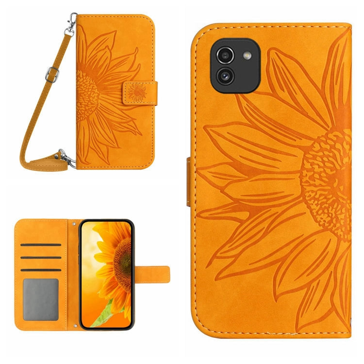 Skin Feel Sun Flower Pattern Flip Leather Phone Case, For Samsung Galaxy A03 166mm, For Samsung Galaxy A03 Core, For Samsung Galaxy A03S 165.85mm, For Samsung Galaxy A03S 166mm