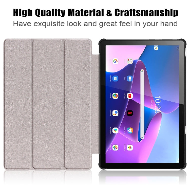 3-folding Magnetic Buckle Custer Texture Leather Smart Tablet Case, For Lenovo Tab M10 10.1 3rd Gen