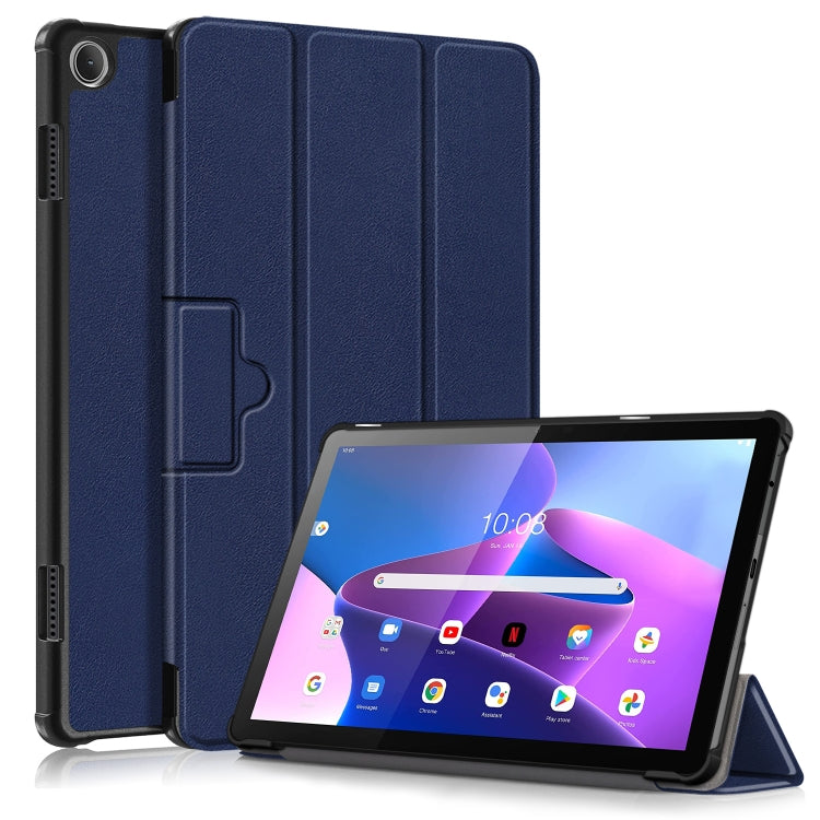 3-folding Magnetic Buckle Custer Texture Leather Smart Tablet Case, For Lenovo Tab M10 10.1 3rd Gen