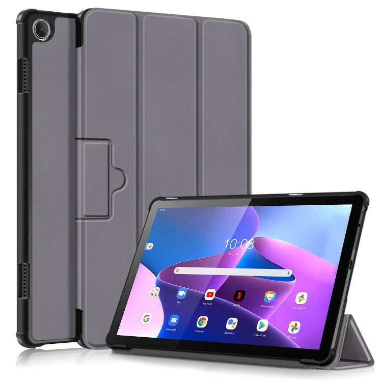 3-folding Magnetic Buckle Custer Texture Leather Smart Tablet Case, For Lenovo Tab M10 10.1 3rd Gen
