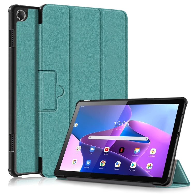 3-folding Magnetic Buckle Custer Texture Leather Smart Tablet Case, For Lenovo Tab M10 10.1 3rd Gen