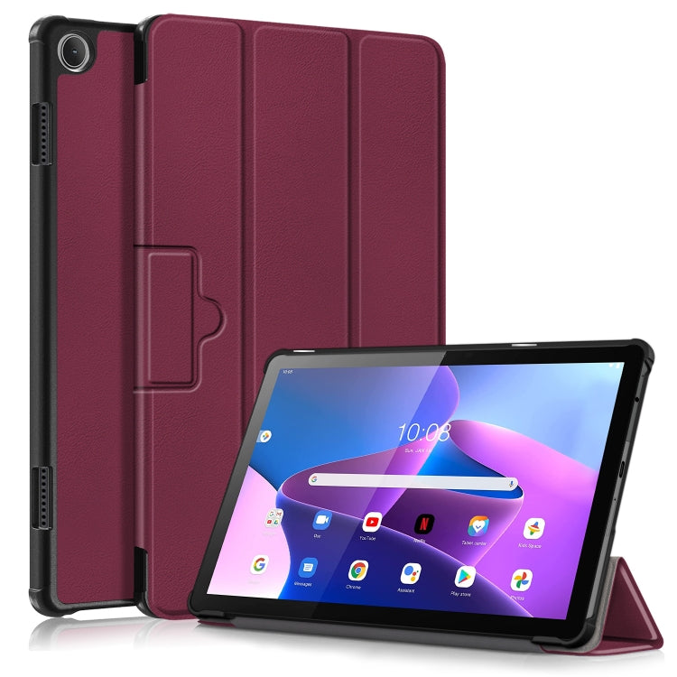 3-folding Magnetic Buckle Custer Texture Leather Smart Tablet Case, For Lenovo Tab M10 10.1 3rd Gen