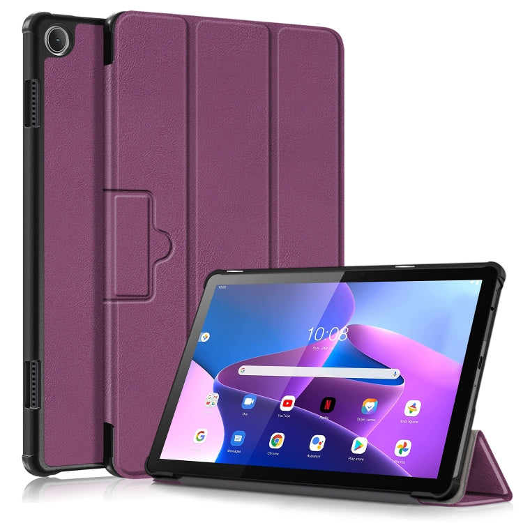 3-folding Magnetic Buckle Custer Texture Leather Smart Tablet Case, For Lenovo Tab M10 10.1 3rd Gen
