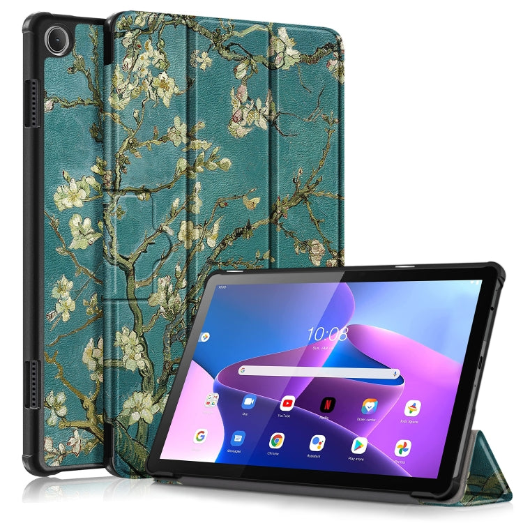3-folding Magnetic Buckle Coloured Drawing Leather Smart Tablet Case, For Lenovo Tab M10 10.1 3rd Gen