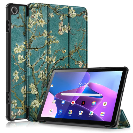 3-folding Magnetic Buckle Coloured Drawing Leather Smart Tablet Case, For Lenovo Tab M10 10.1 3rd Gen