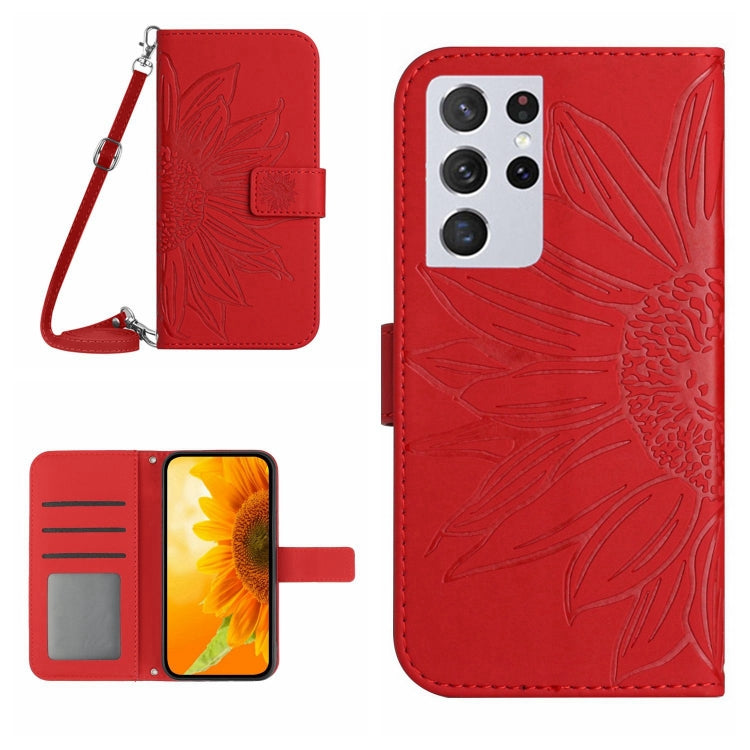 Skin Feel Sun Flower Pattern Flip Leather Phone Case, For Samsung Galaxy S21 Ultra 5G, For Samsung Galaxy S22 5G, For Samsung Galaxy S22 Ultra 5G, For Samsung Galaxy S22+ 5G