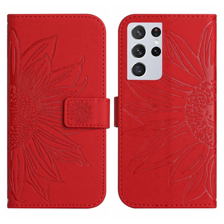 Skin Feel Sun Flower Pattern Flip Leather Phone Case, For Samsung Galaxy S21 Ultra 5G, For Samsung Galaxy S22 5G, For Samsung Galaxy S22 Ultra 5G, For Samsung Galaxy S22+ 5G