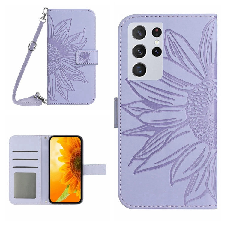 Skin Feel Sun Flower Pattern Flip Leather Phone Case, For Samsung Galaxy S21 Ultra 5G, For Samsung Galaxy S22 5G, For Samsung Galaxy S22 Ultra 5G, For Samsung Galaxy S22+ 5G