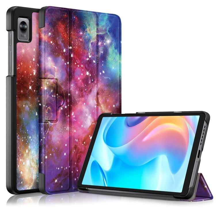 3-folding Magnetic Buckle Coloured Drawing Leather Tablet Case, For OPPO Pad 11 inch, For Realme Pad Mini 8.7